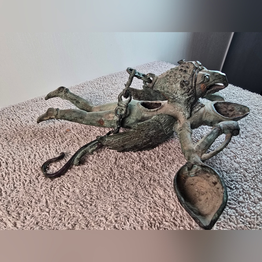 Hanging Bronze Flying Garuda Oil Lamp - Picture 8 of 16